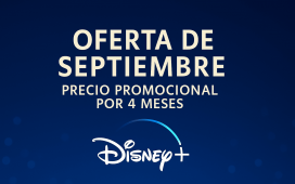 Banner de la oferta de septiembre de Disney+ en Latinoamérica y logotipo de Disney+