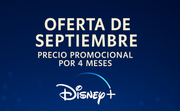 Banner de la oferta de septiembre de Disney+ en Latinoamérica y logotipo de Disney+