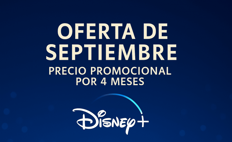 Banner de la oferta de septiembre de Disney+ en Latinoamérica y logotipo de Disney+