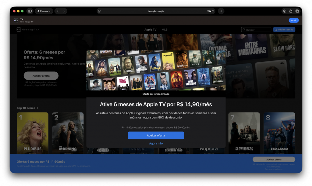 Apple TV+: Black Friday por R$ 14,90/mês por 6 meses
